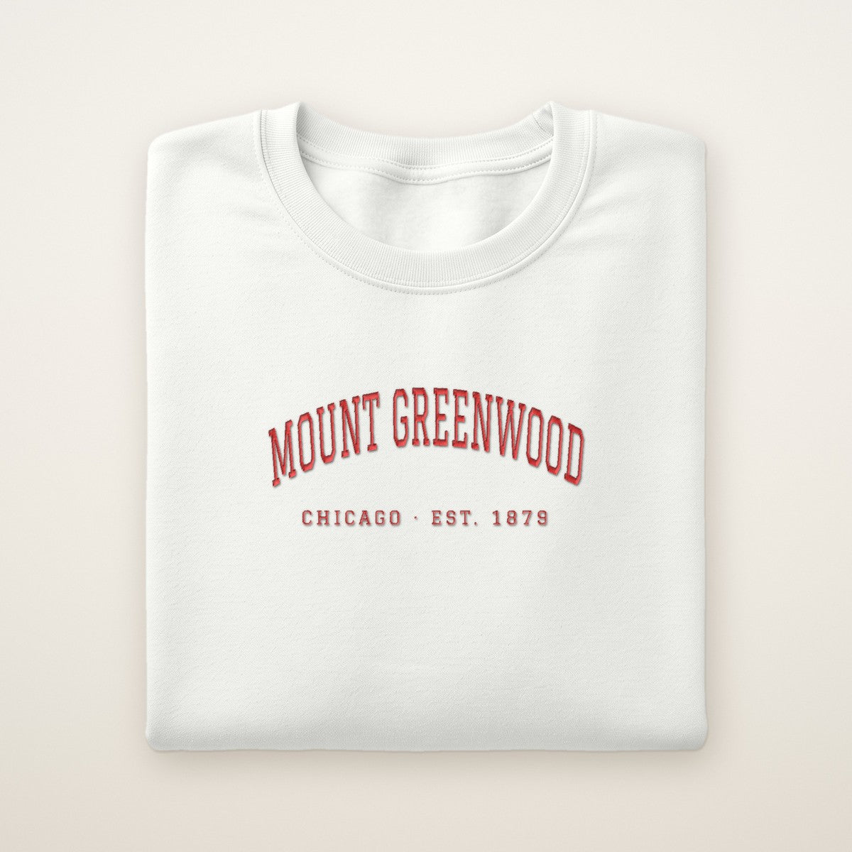 Mount Greenwood Chicago Embroidered Crewneck — Red Thread