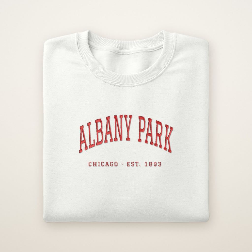 Albany Park Chicago Embroidered Crewneck — Red Thread
