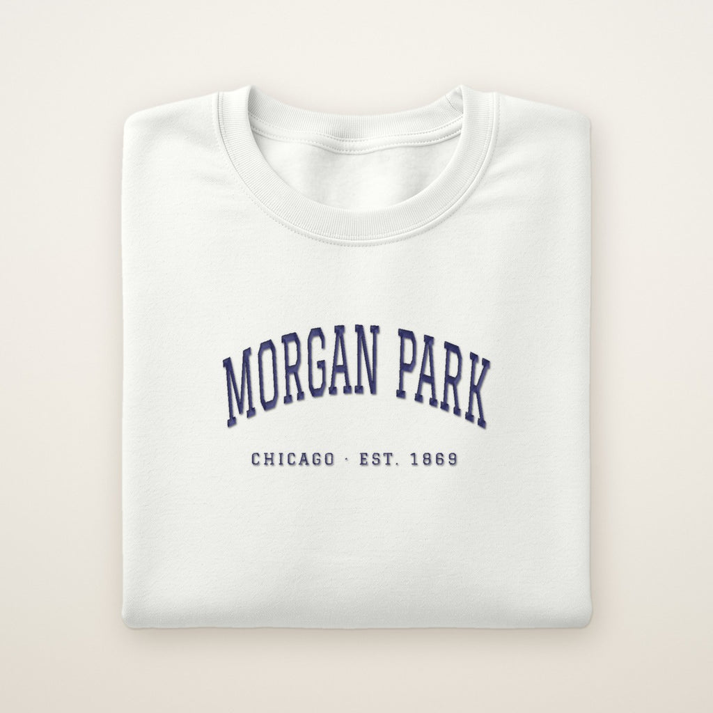 Morgan Park Chicago Embroidered Crewneck — Navy Thread