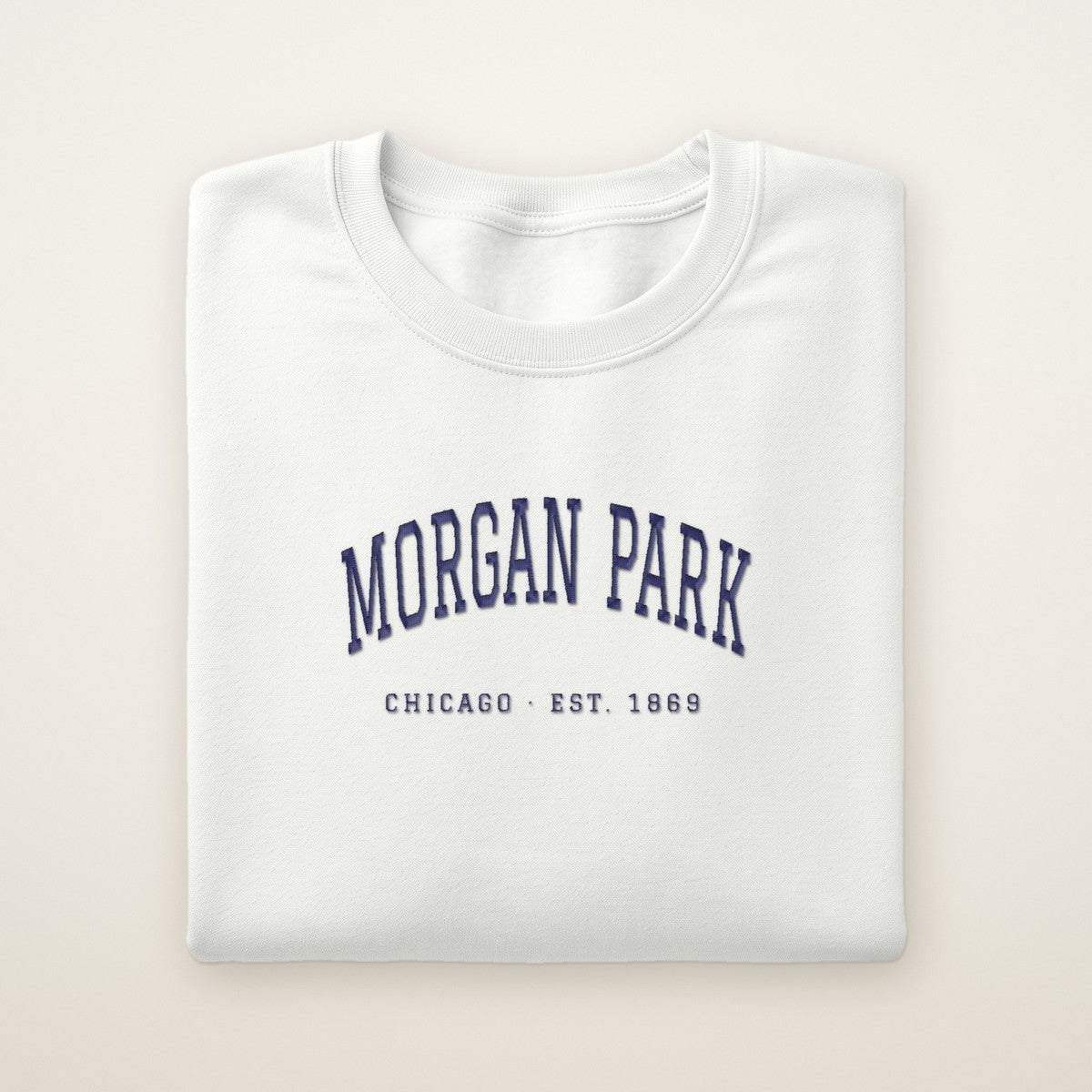 Morgan Park Chicago Embroidered Crewneck — Navy Thread