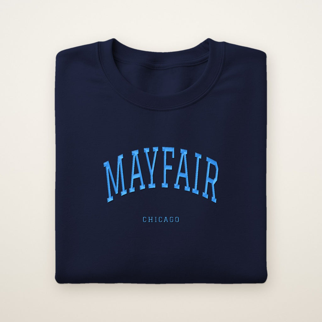 Mayfair Chicago Embroidered Crewneck — Sky Blue Thread