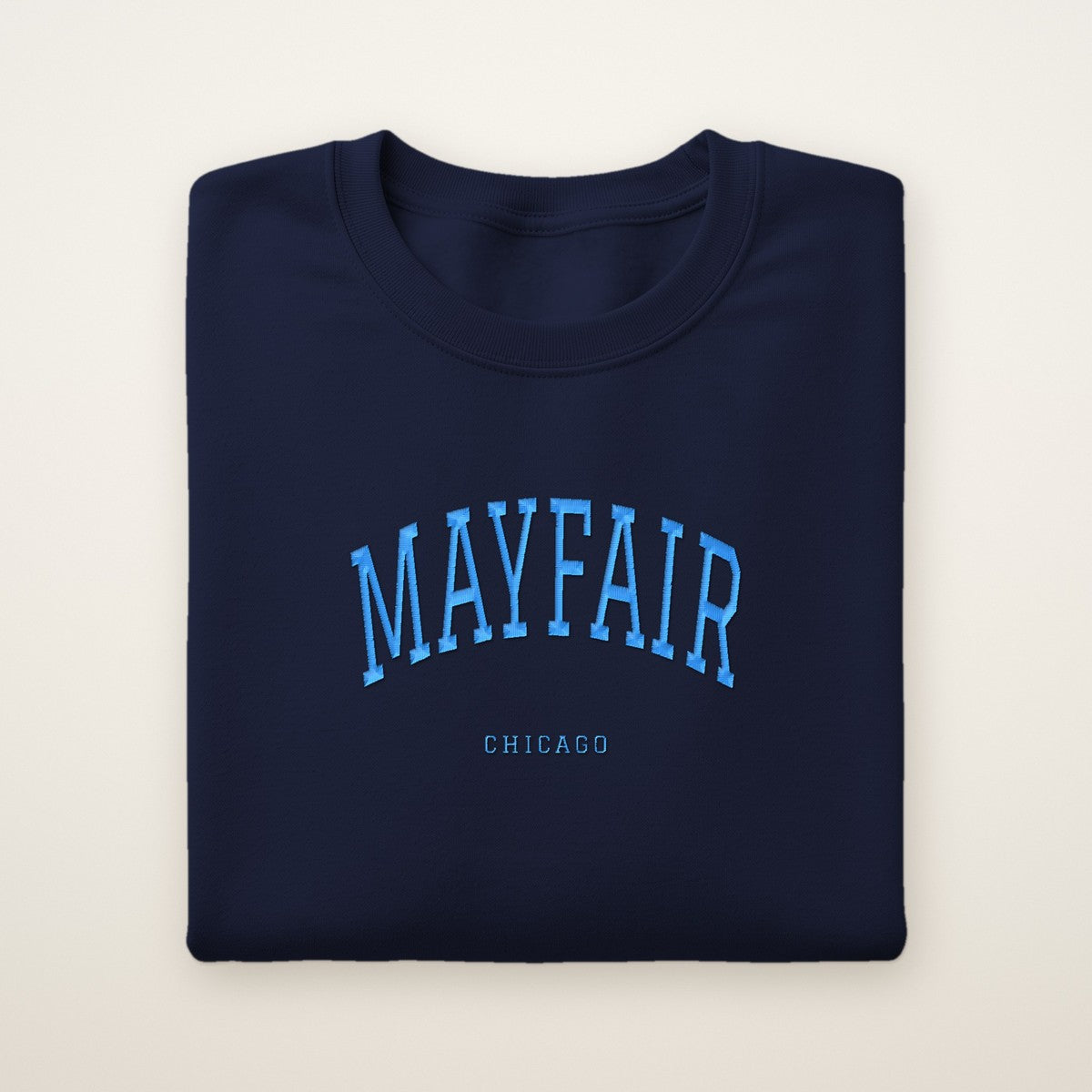 Mayfair Chicago Embroidered Crewneck — Sky Blue Thread