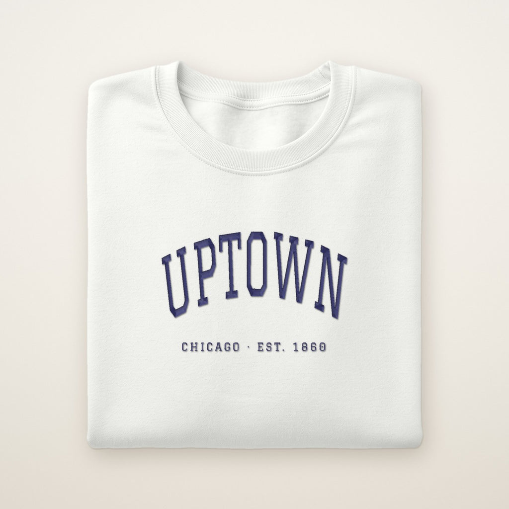 Uptown Chicago Embroidered Crewneck — Navy Thread