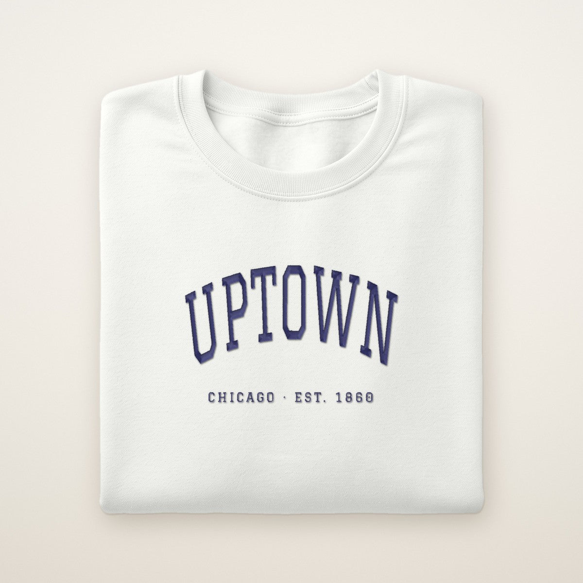 Uptown Chicago Embroidered Crewneck — Navy Thread