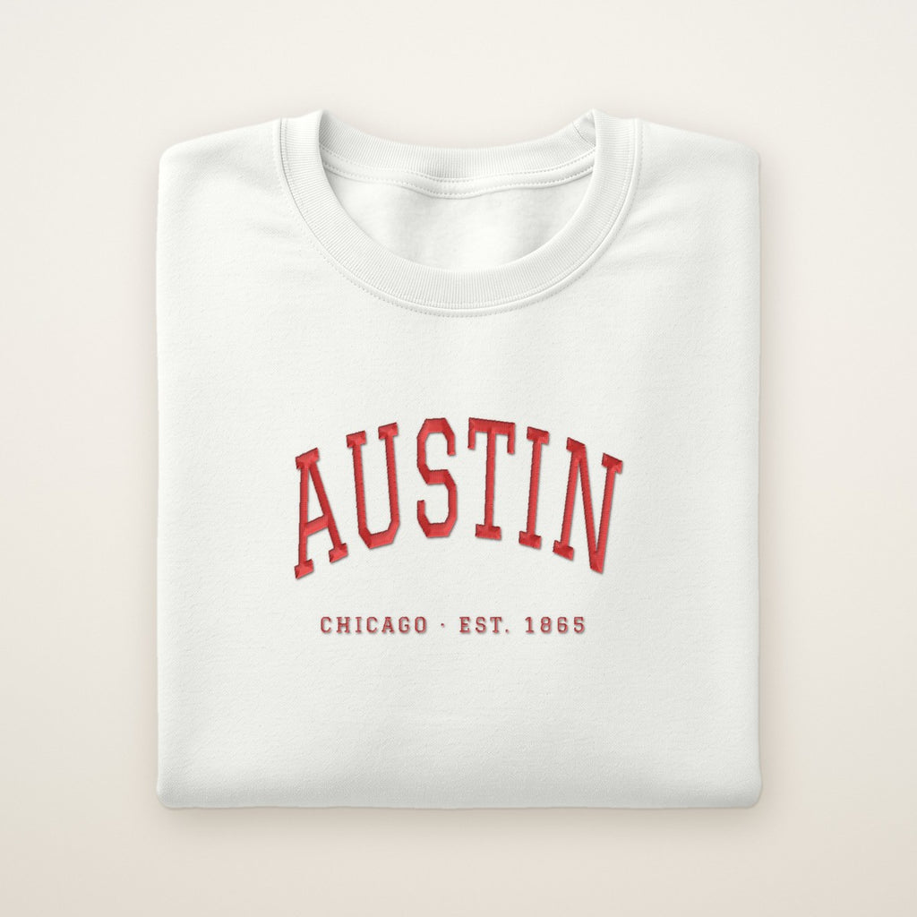 Austin Chicago Embroidered Crewneck — Red Thread