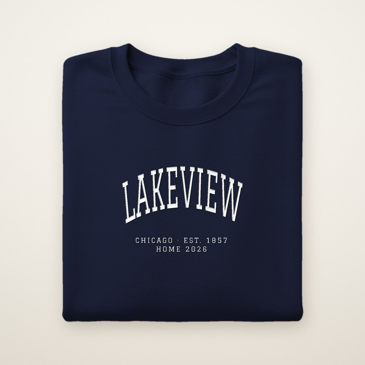 Lakeview Chicago Home 2026 Embroidered Crewneck — White Thread