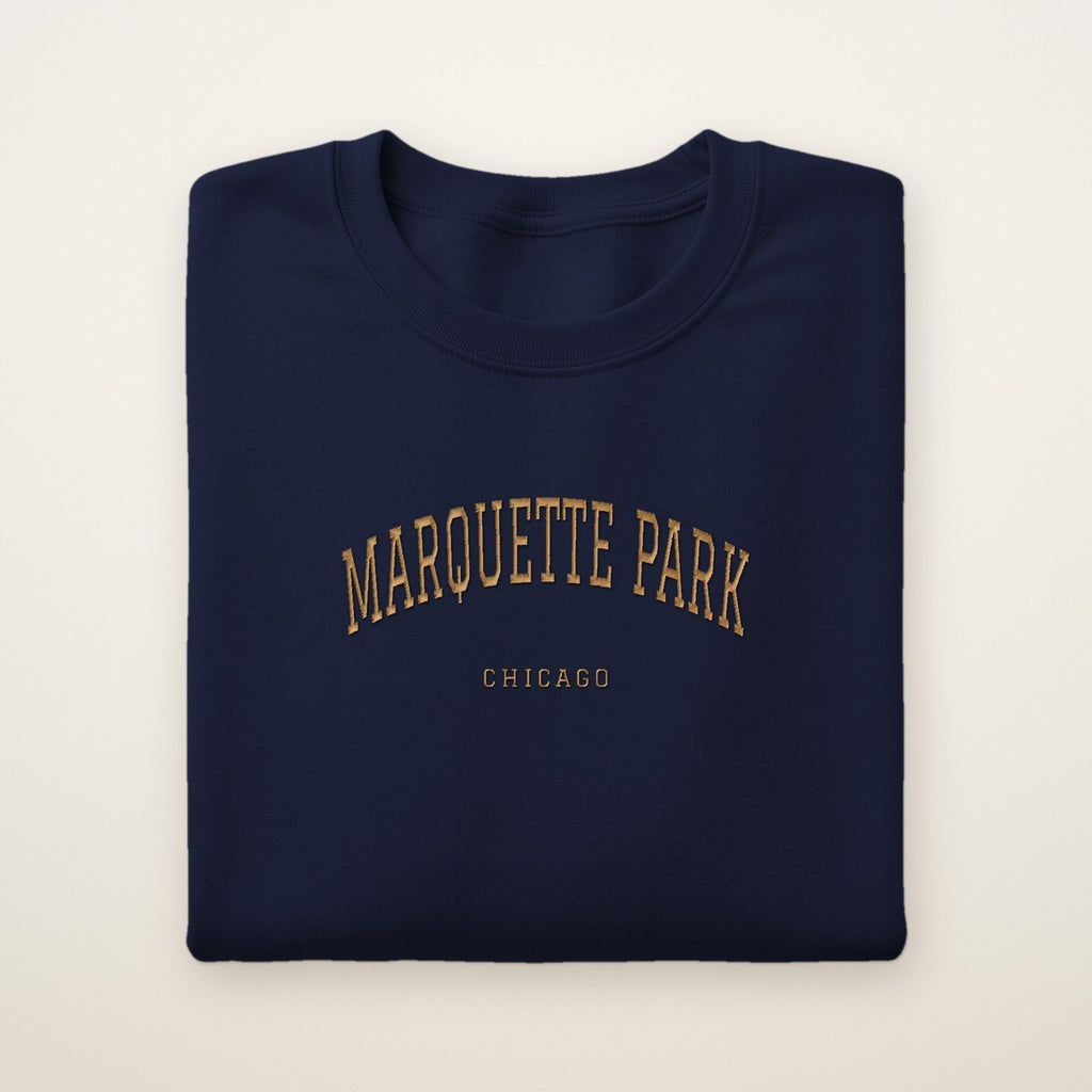 Marquette Park Chicago Embroidered Crewneck — Gold Thread