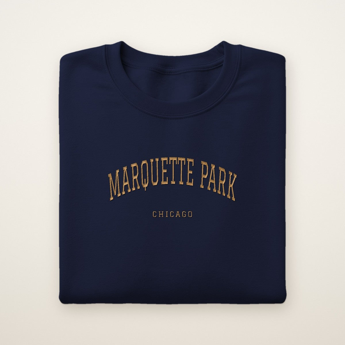 Marquette Park Chicago Embroidered Crewneck — Gold Thread