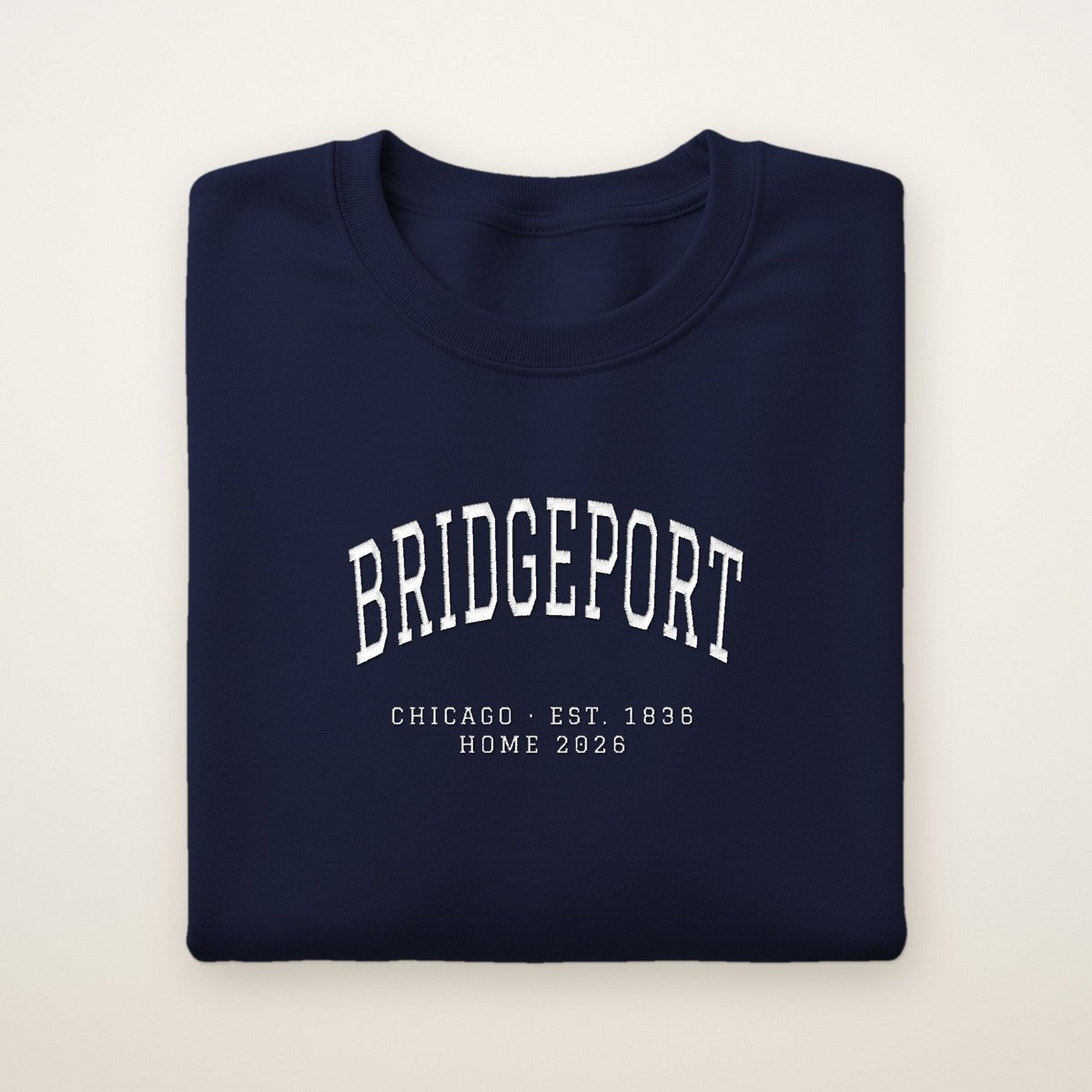 Bridgeport Chicago Home 2026 Embroidered Crewneck — White Thread