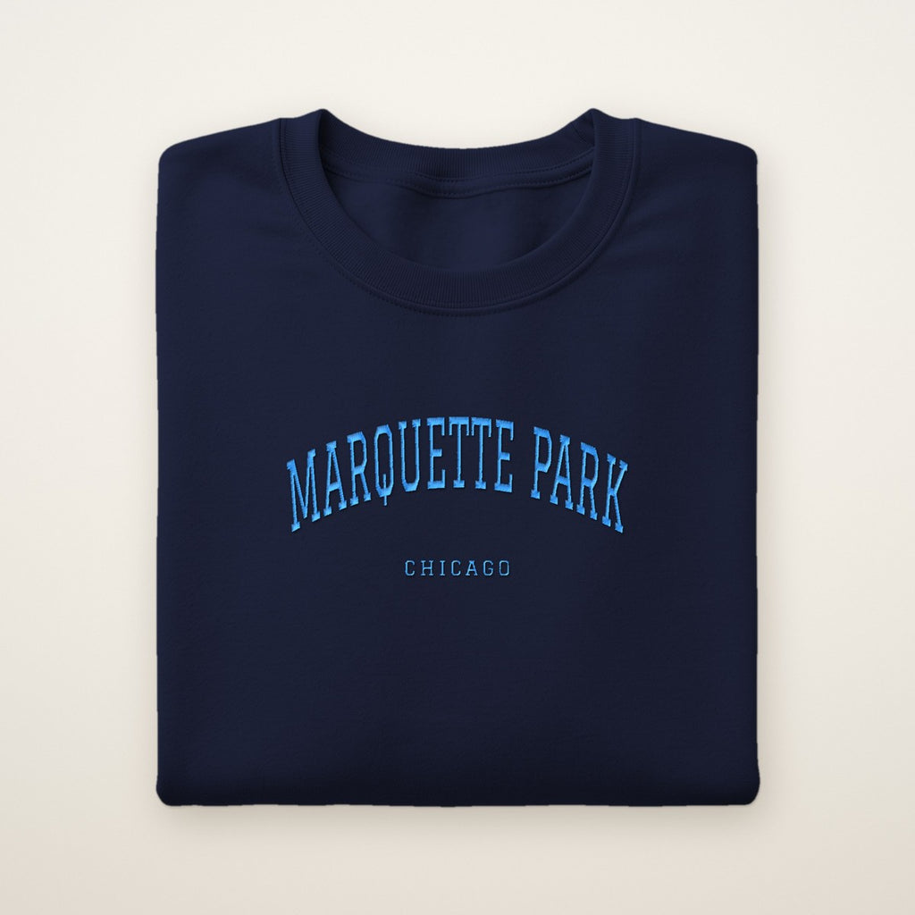 Marquette Park Chicago Embroidered Crewneck — Sky Blue Thread