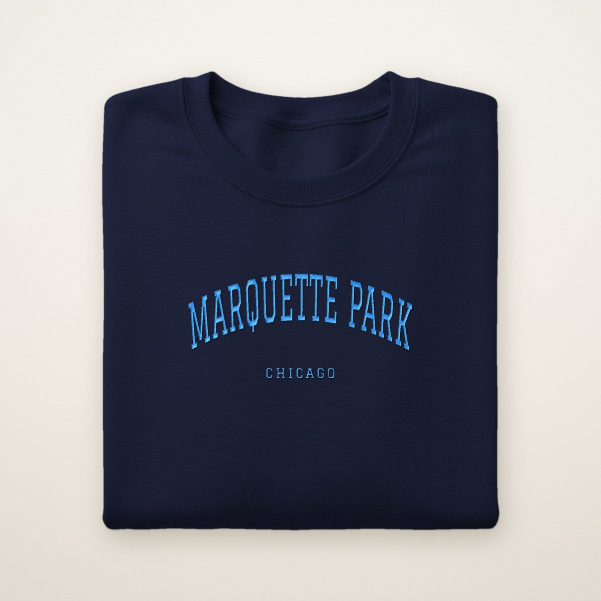 Marquette Park Chicago Embroidered Crewneck — Sky Blue Thread