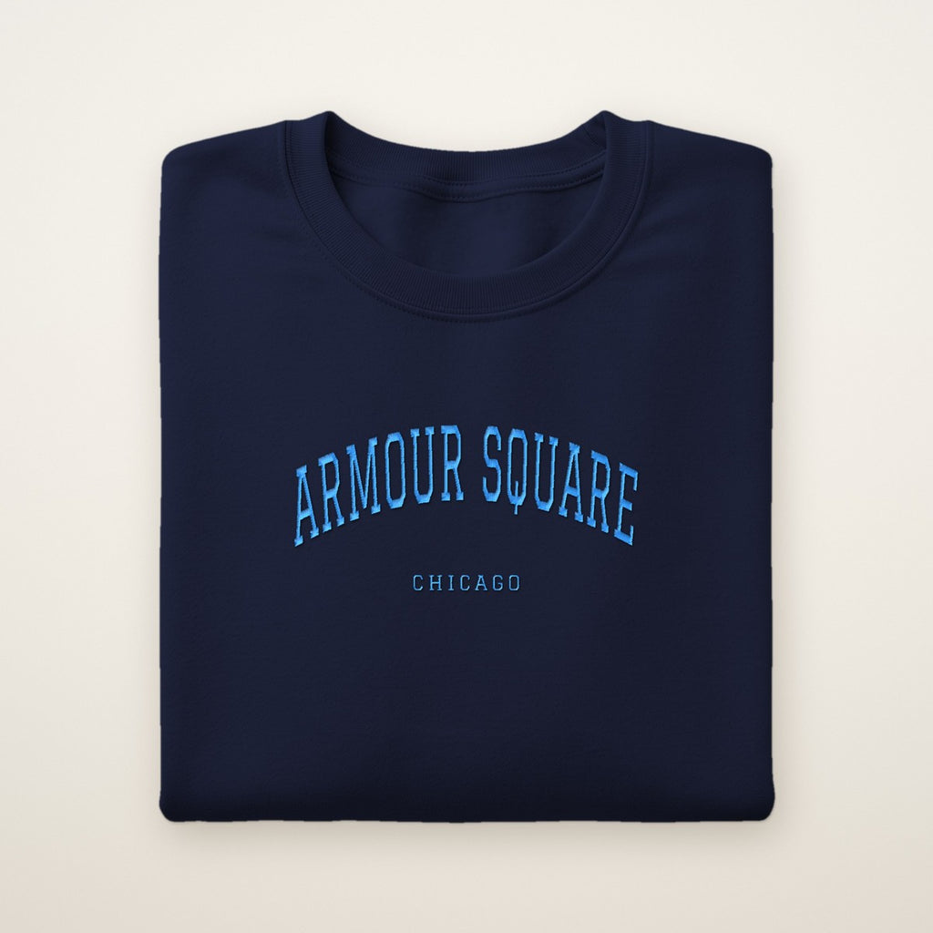 Armour Square Chicago Embroidered Crewneck — Sky Blue Thread
