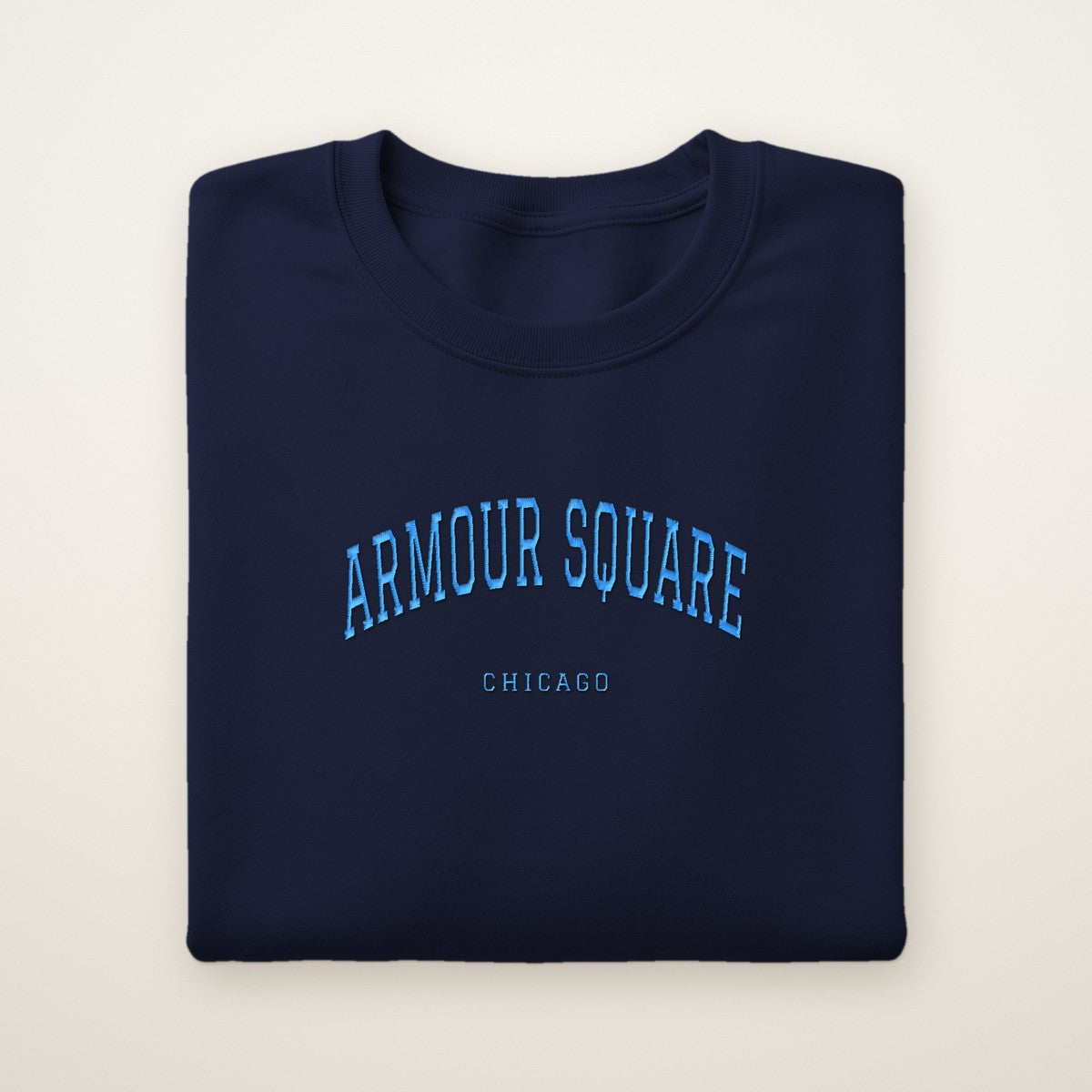 Armour Square Chicago Embroidered Crewneck — Sky Blue Thread