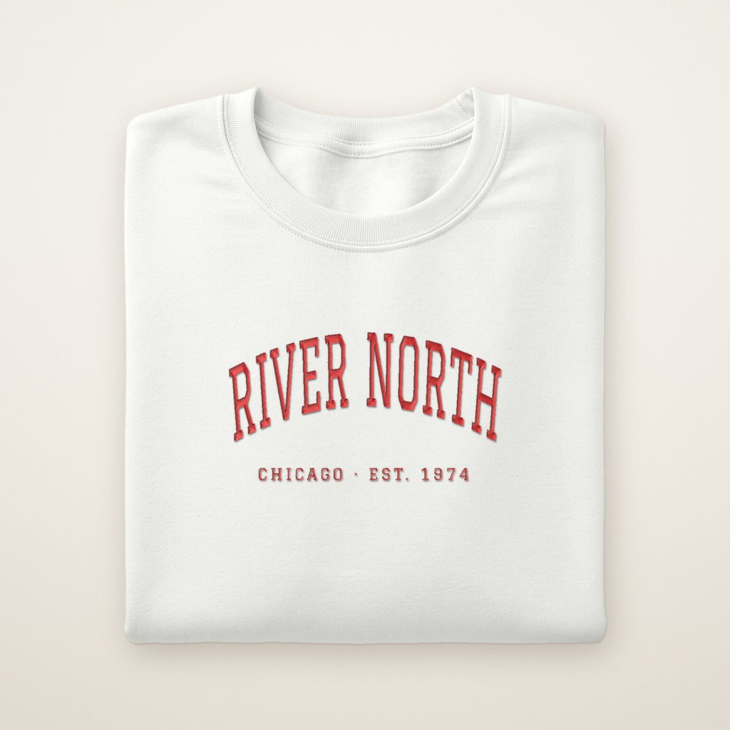River North Chicago Embroidered Crewneck — Red Thread
