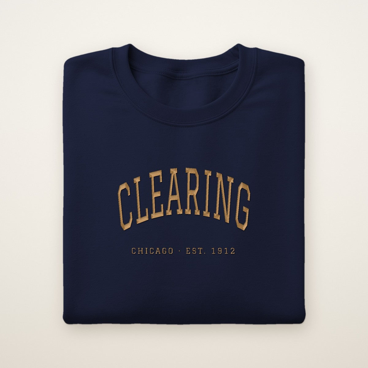 Clearing Chicago Embroidered Crewneck — Gold Thread