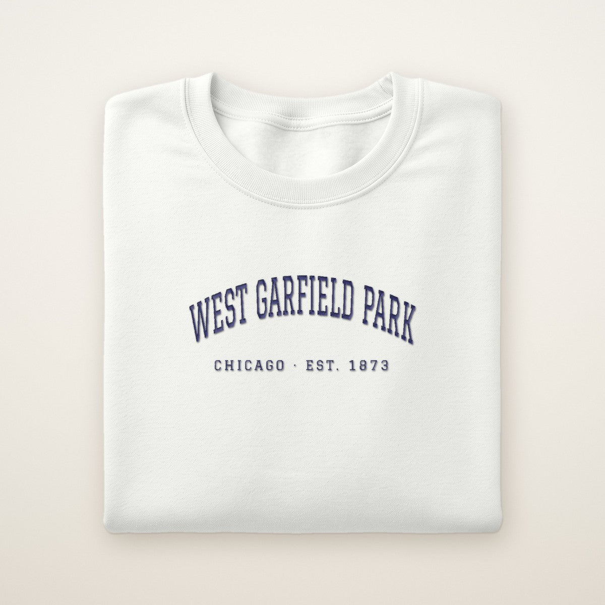 West Garfield Park Chicago Embroidered Crewneck — Navy Thread