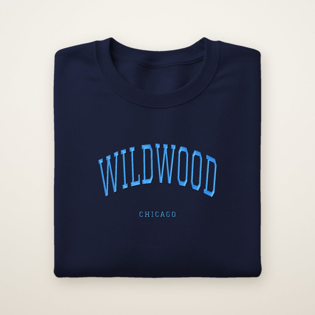 Wildwood Chicago Embroidered Crewneck — Sky Blue Thread