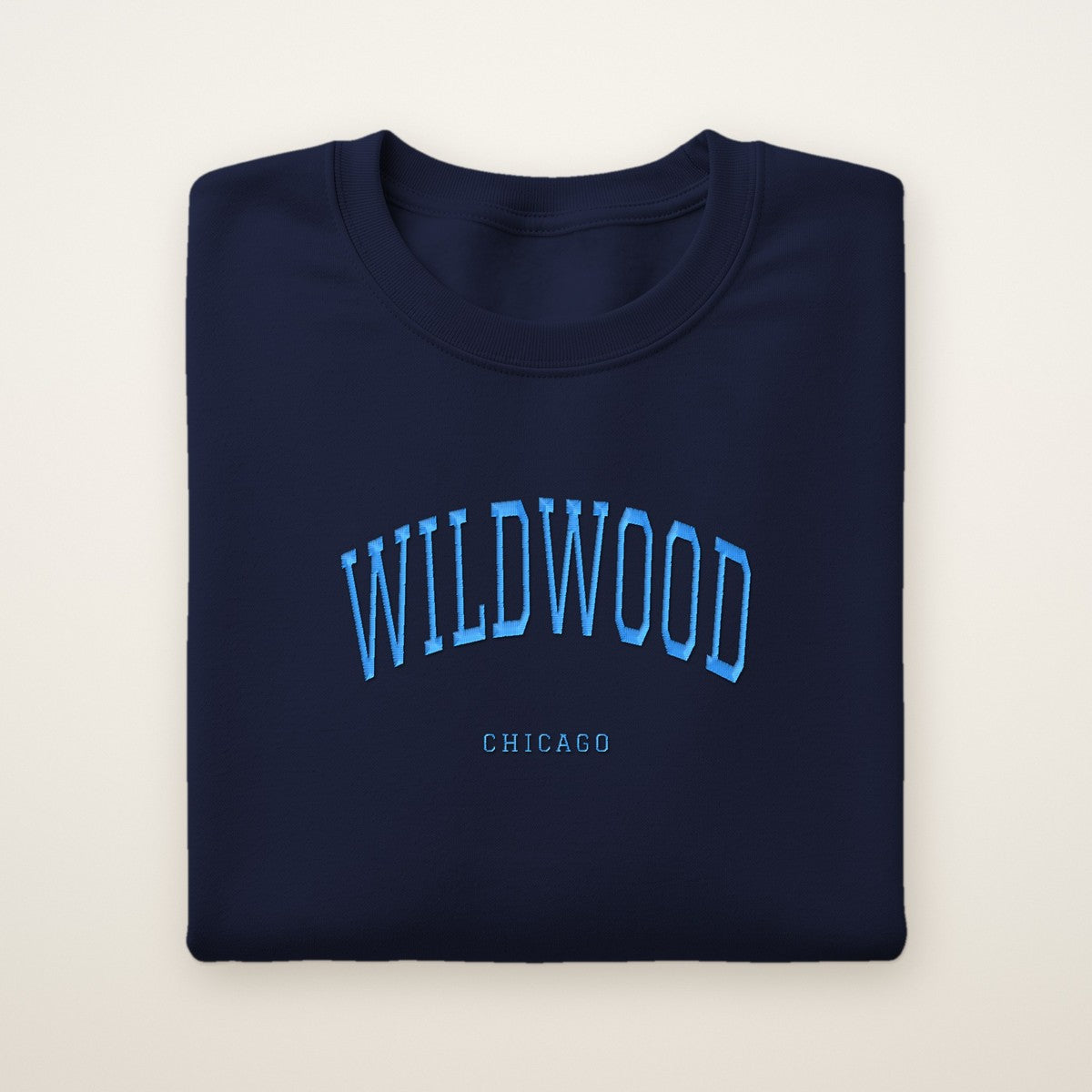 Wildwood Chicago Embroidered Crewneck — Sky Blue Thread