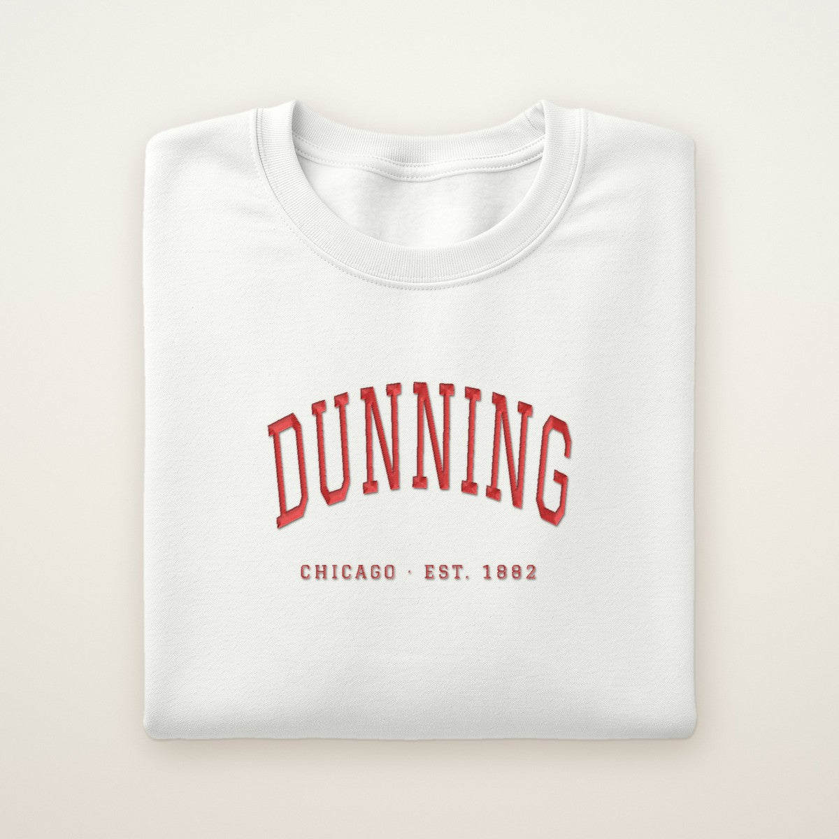 Dunning Chicago Embroidered Crewneck — Red Thread