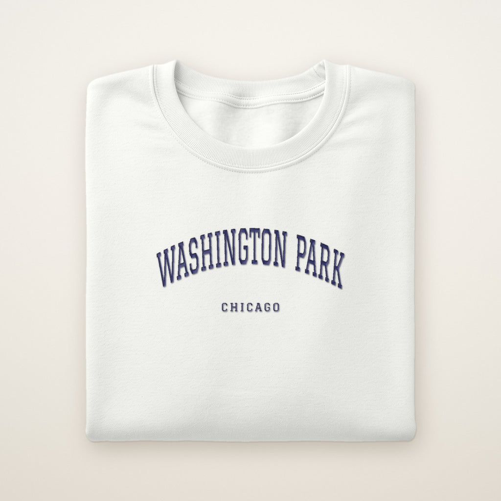 Washington Park Chicago Embroidered Crewneck — Navy Thread
