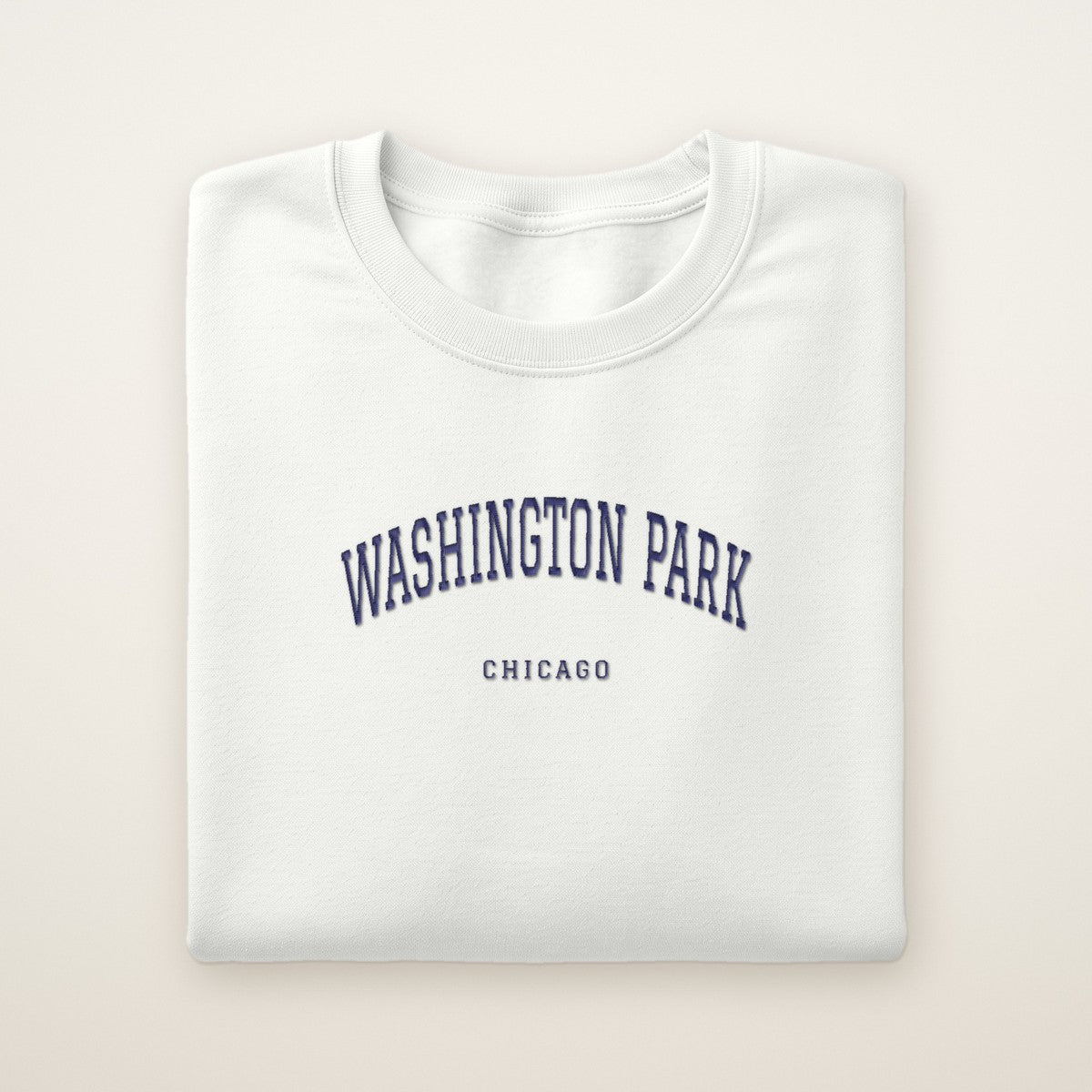 Washington Park Chicago Embroidered Crewneck — Navy Thread