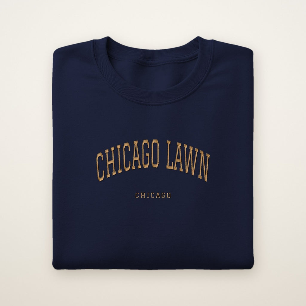 Chicago Lawn Chicago Embroidered Crewneck — Gold Thread