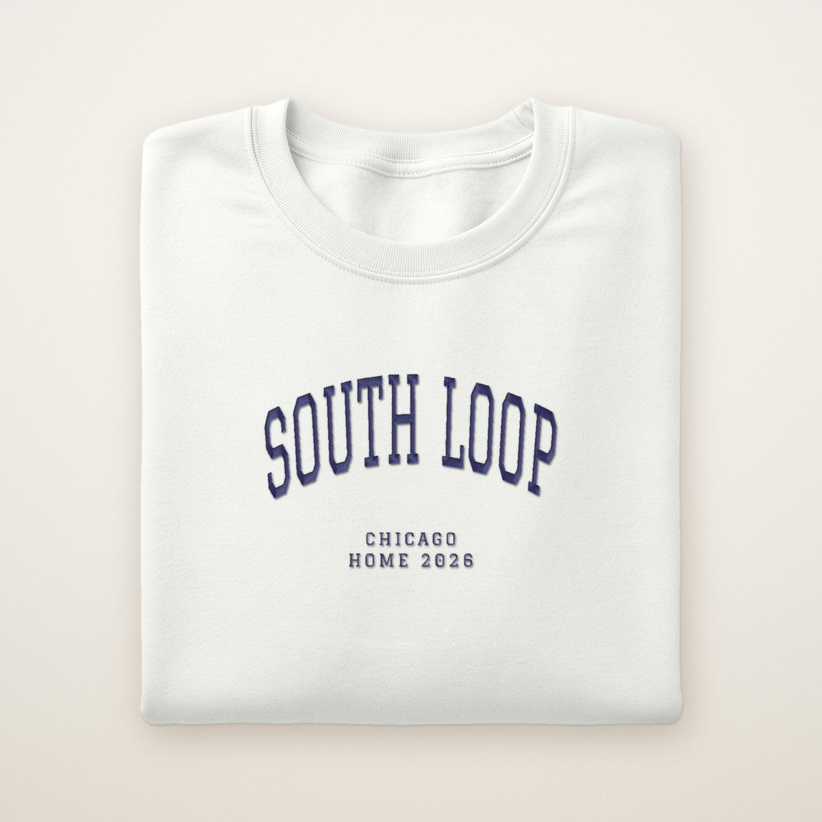 South Loop Chicago Home 2026 Embroidered Crewneck — Navy Thread