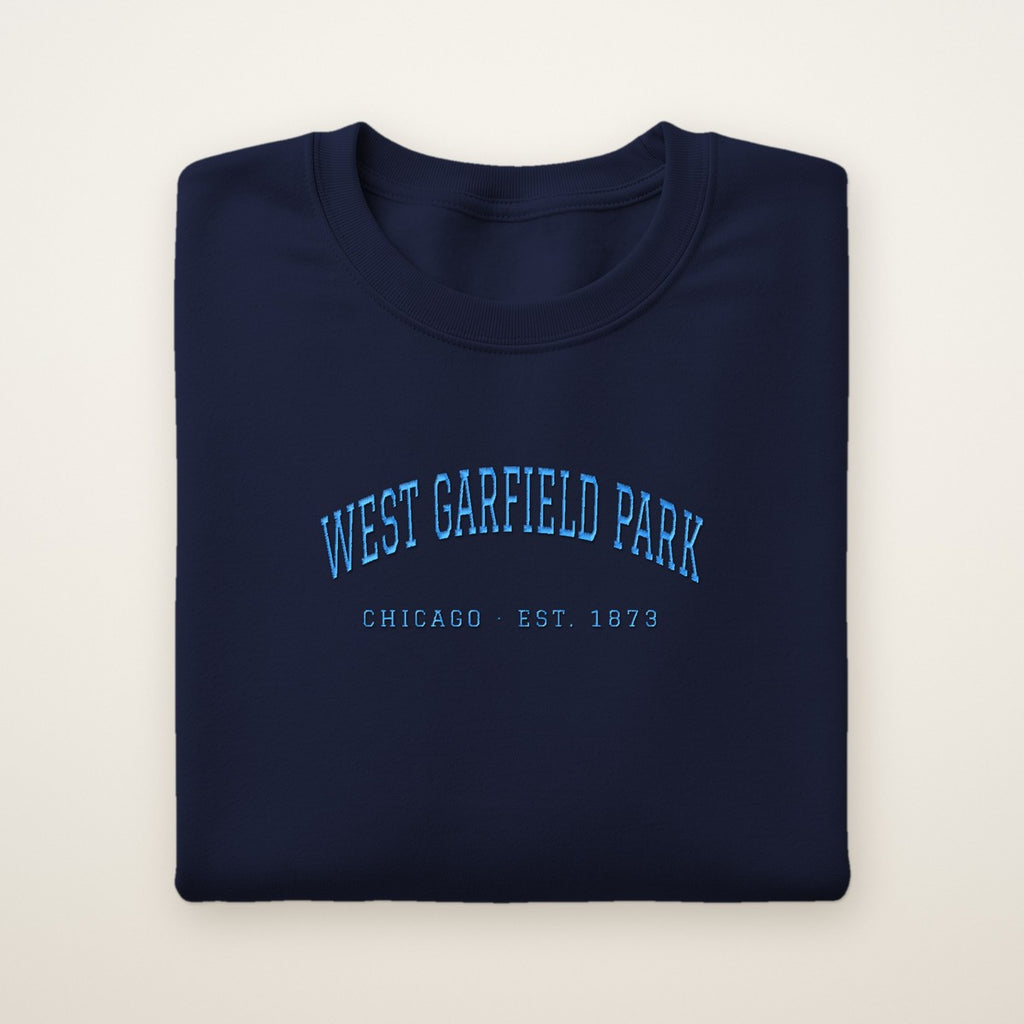 West Garfield Park Chicago Embroidered Crewneck — Sky Blue Thread
