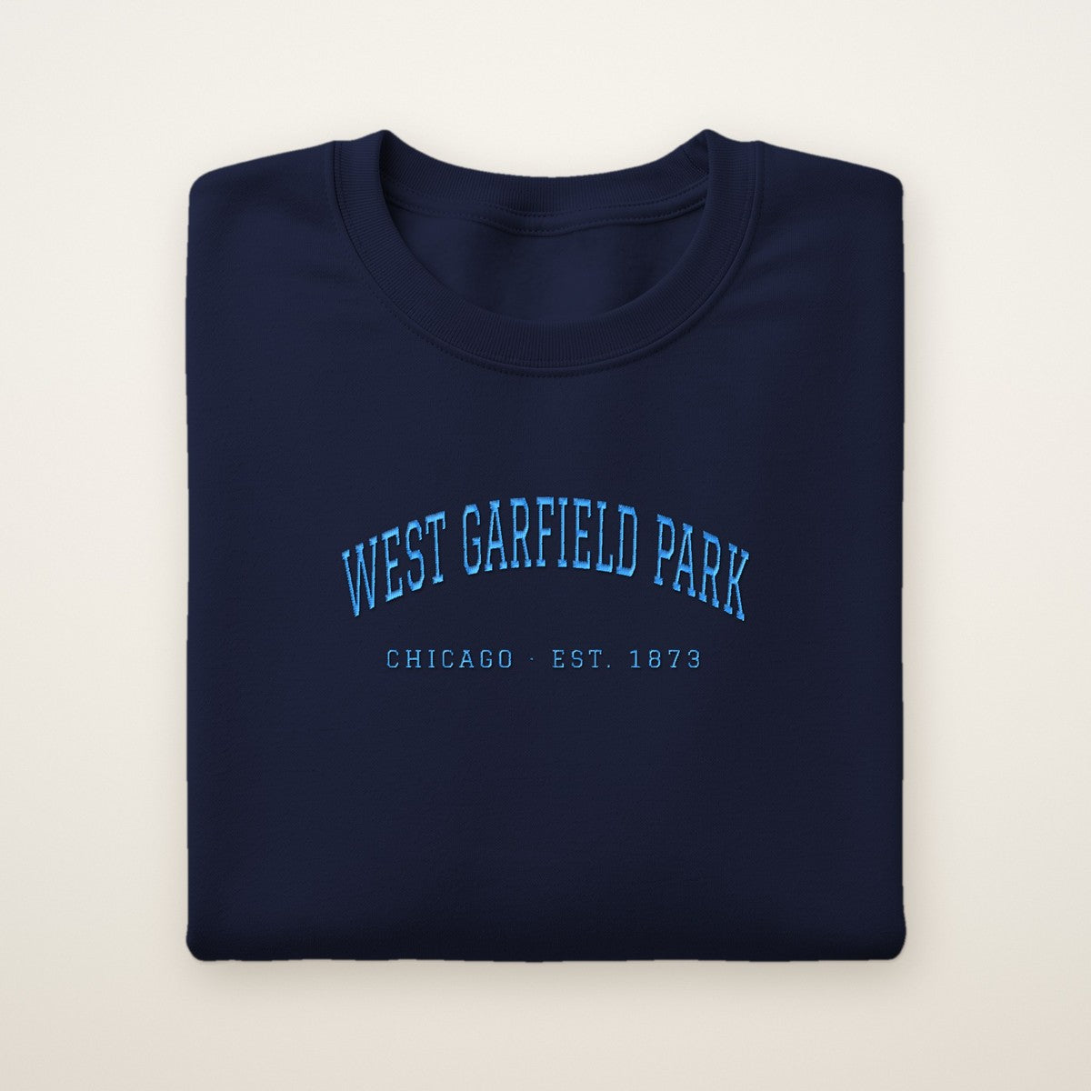 West Garfield Park Chicago Embroidered Crewneck — Sky Blue Thread