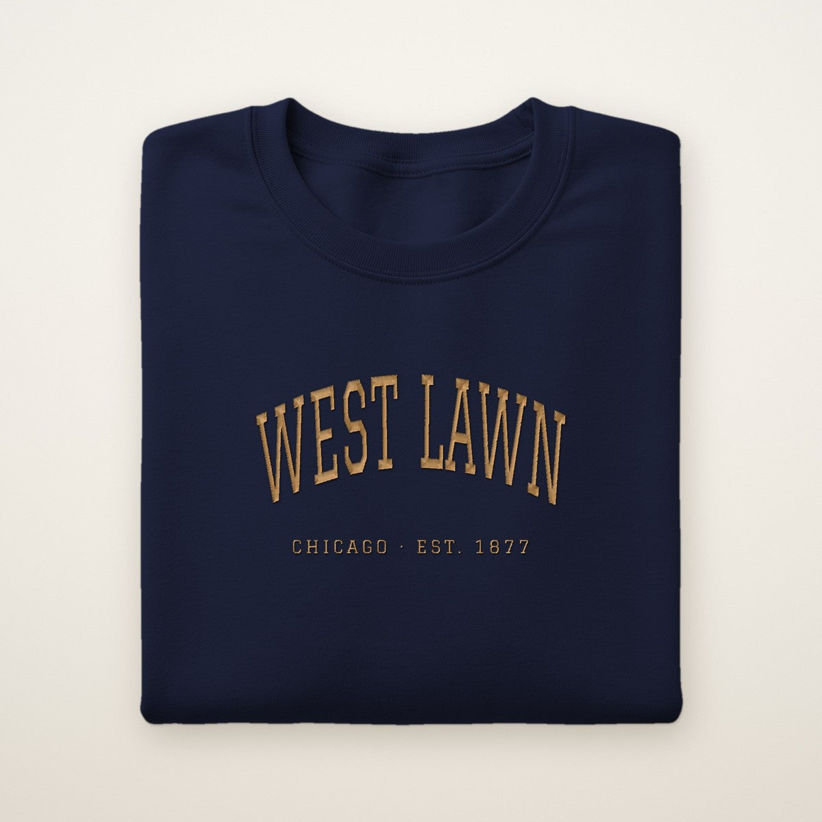 West Lawn Chicago Embroidered Crewneck — Gold Thread