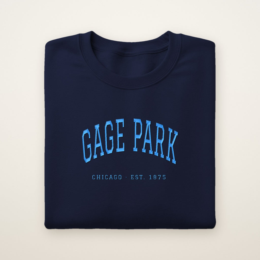 Gage Park Chicago Embroidered Crewneck — Sky Blue Thread