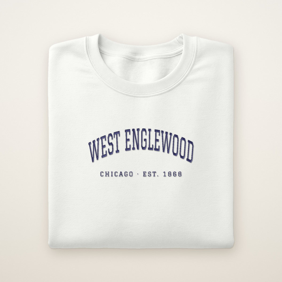 West Englewood Chicago Embroidered Crewneck — Navy Thread