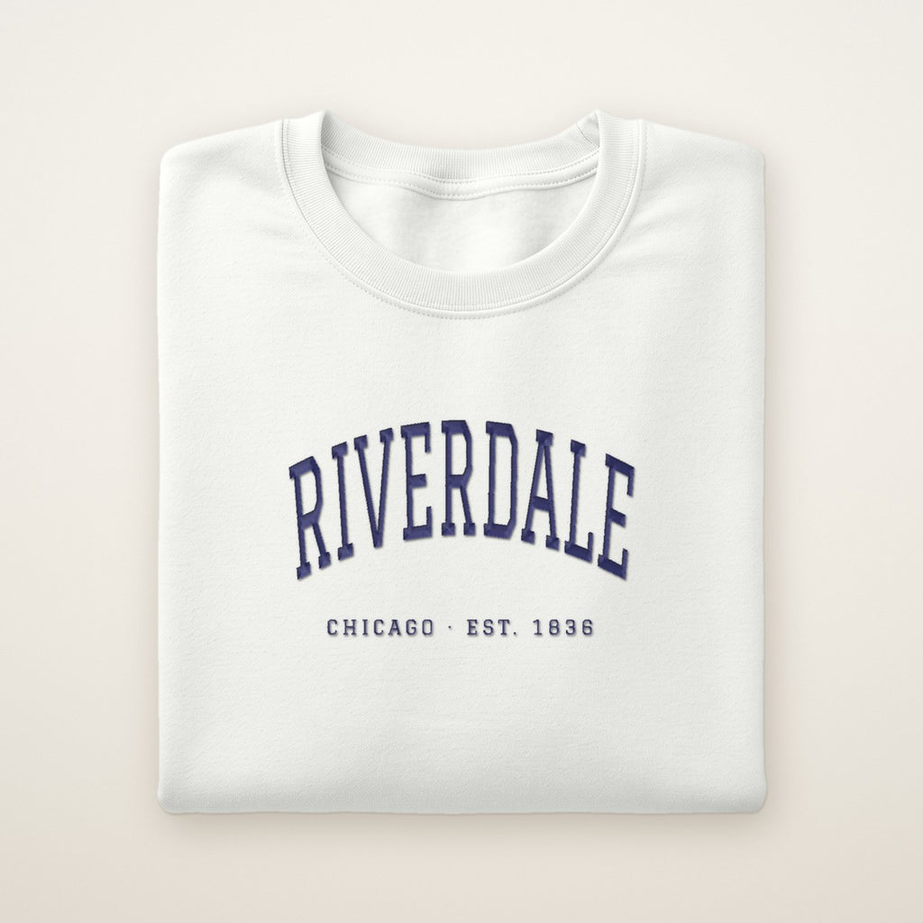 Riverdale Chicago Embroidered Crewneck — Navy Thread