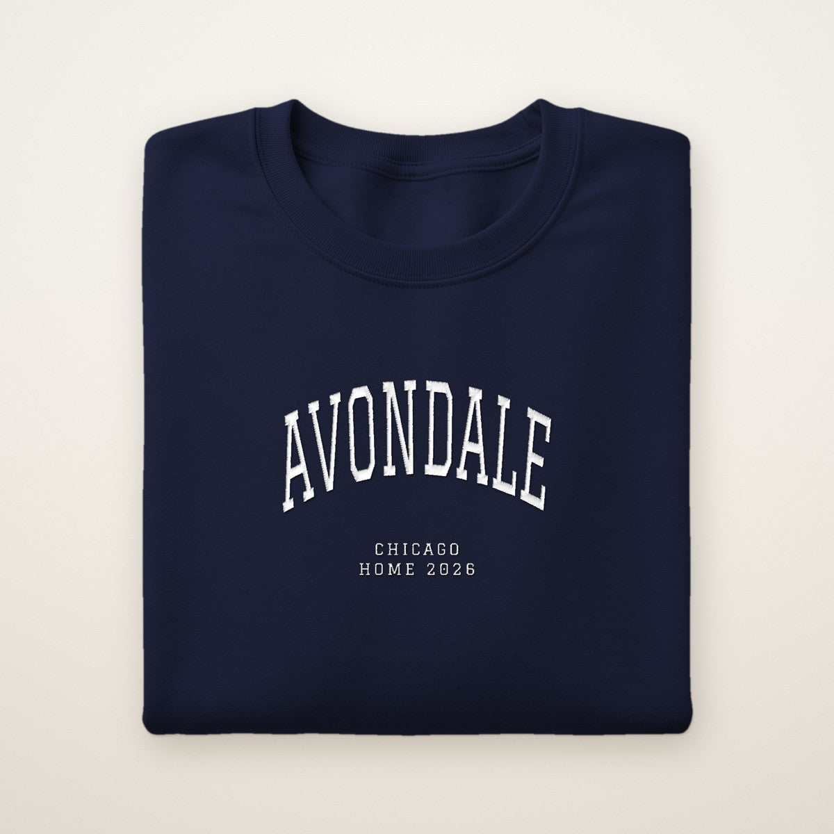 Avondale Chicago Home 2026 Embroidered Crewneck — White Thread