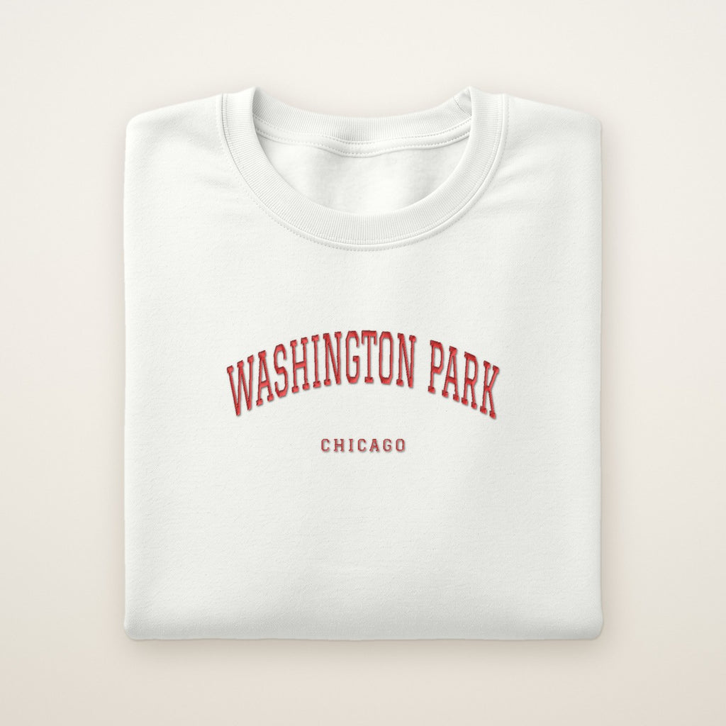 Washington Park Chicago Embroidered Crewneck — Red Thread