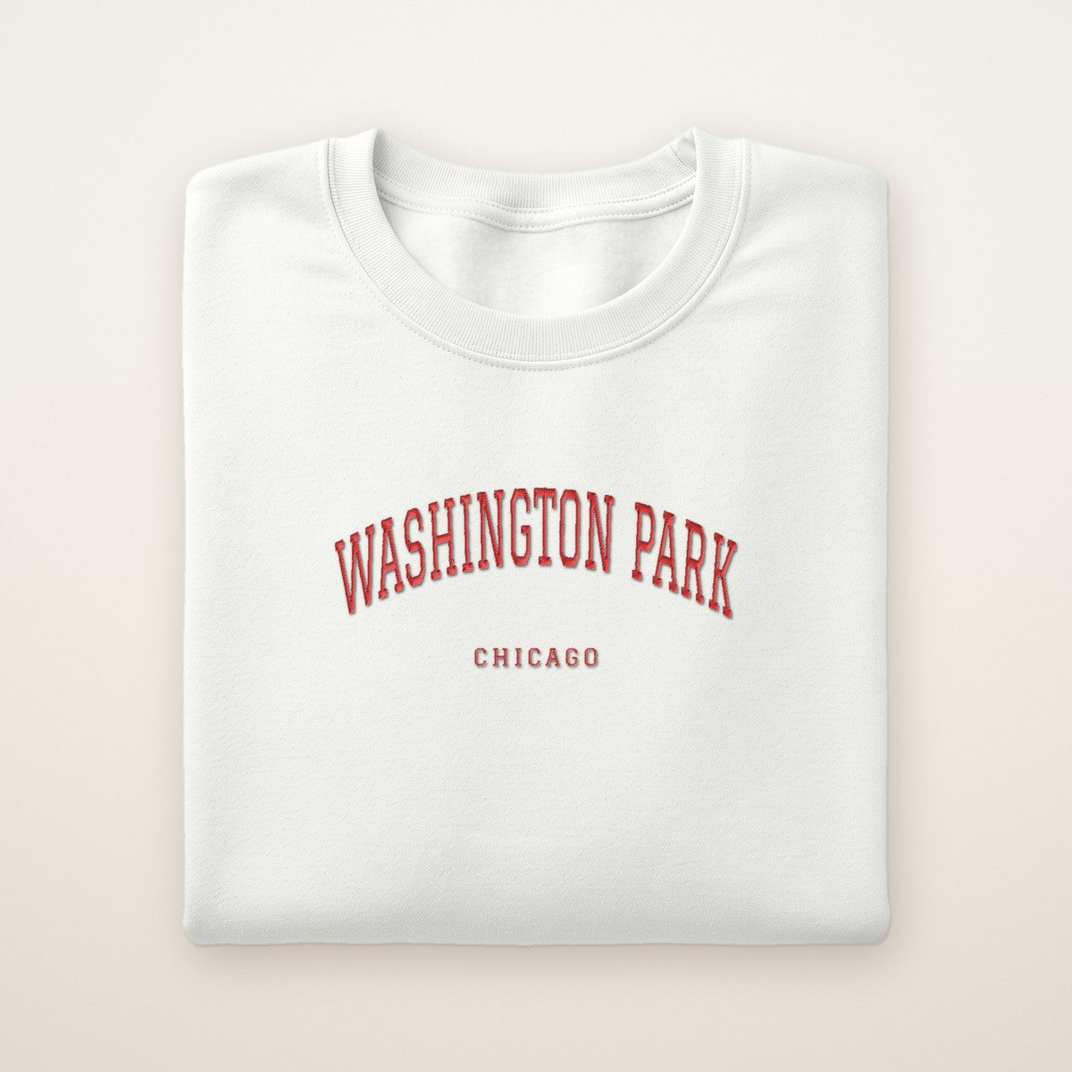 Washington Park Chicago Embroidered Crewneck — Red Thread