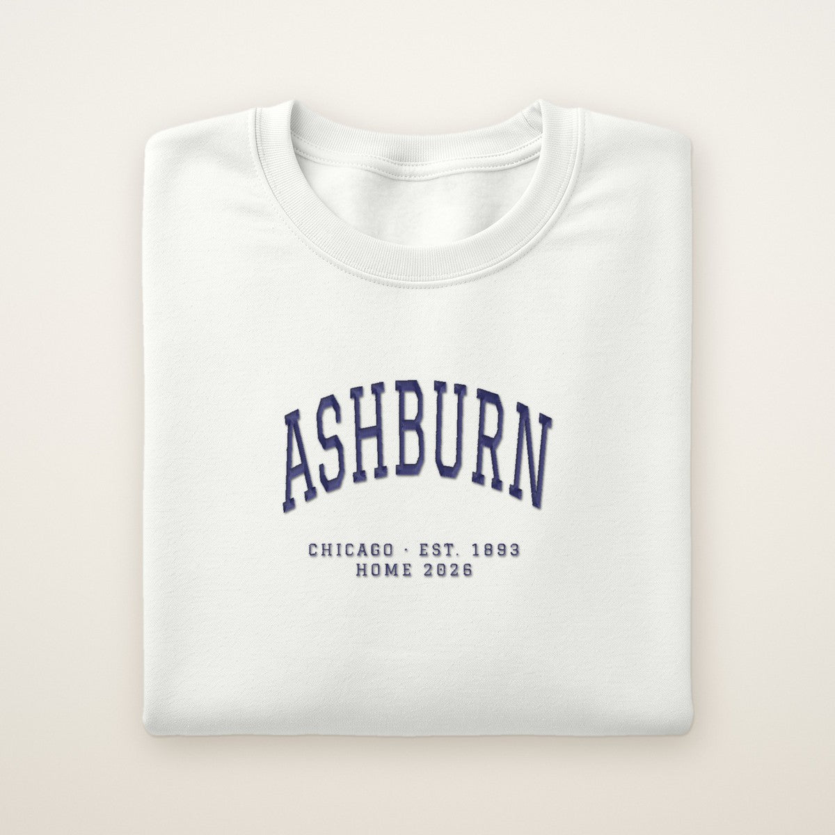 Ashburn Chicago Home 2026 Embroidered Crewneck — Navy Thread