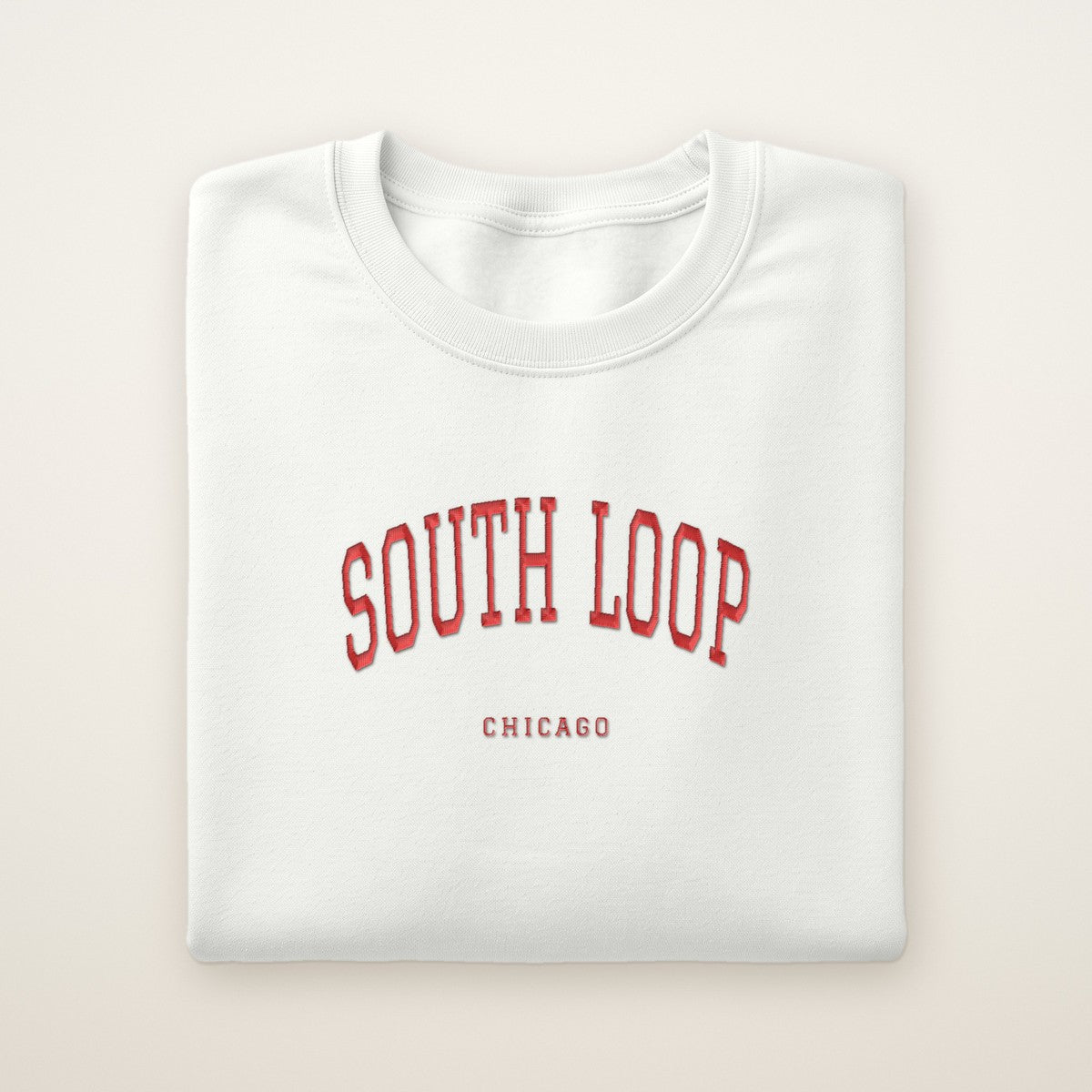 South Loop Chicago Embroidered Crewneck — Red Thread