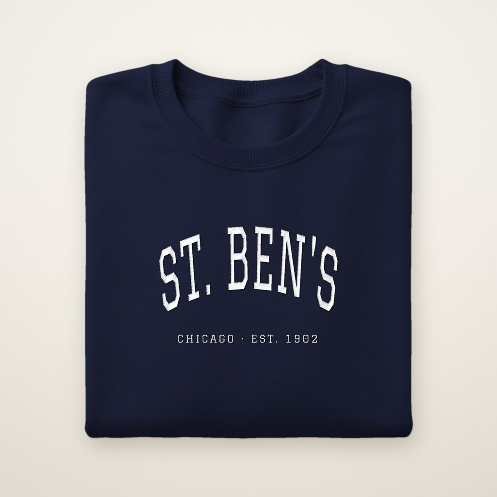 St. Ben's Chicago Embroidered Crewneck — White Thread