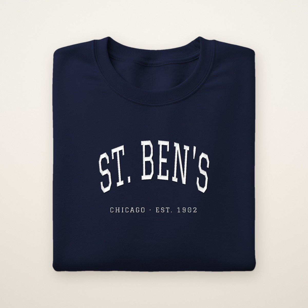 St. Ben's Chicago Embroidered Crewneck — White Thread