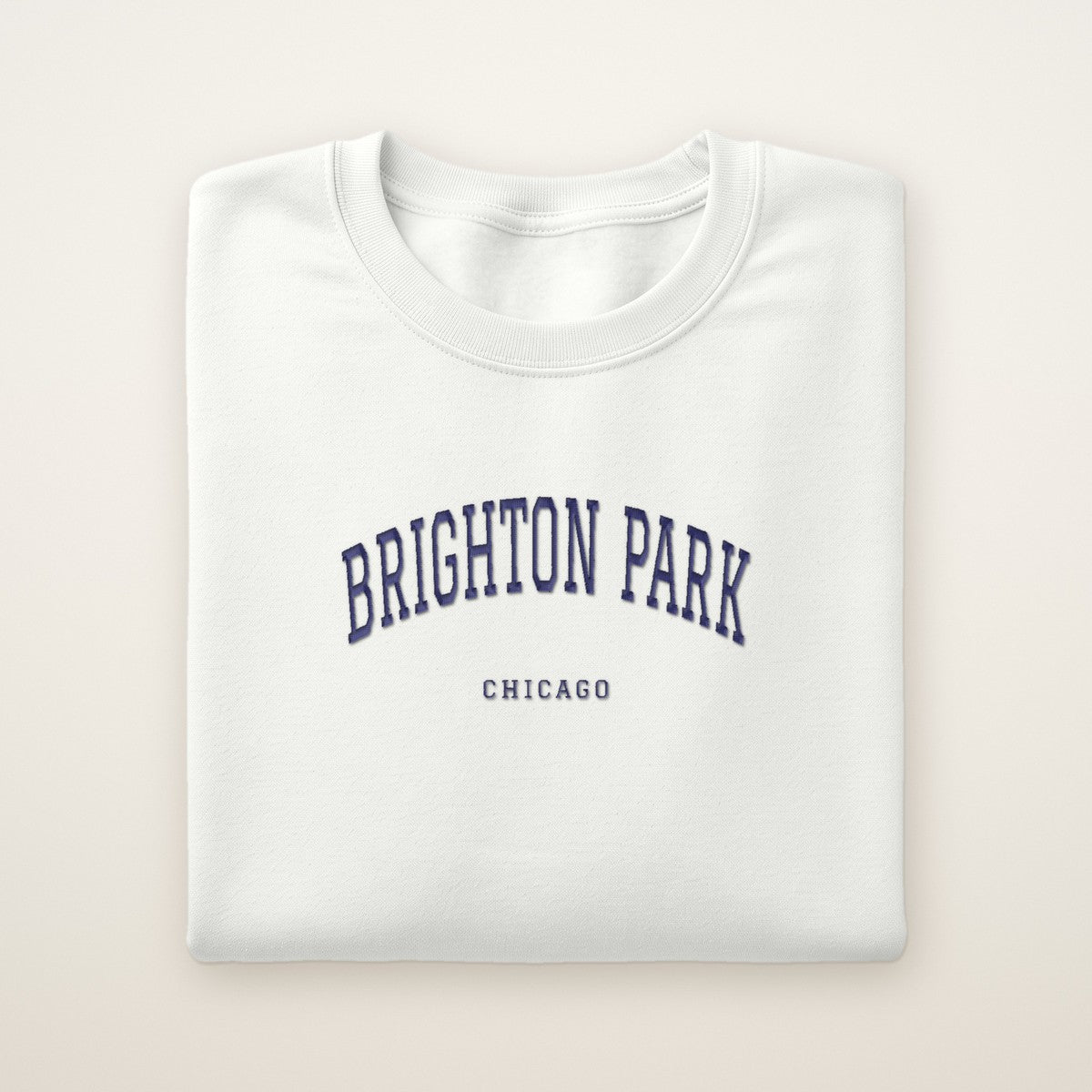 Brighton Park Chicago Embroidered Crewneck — Navy Thread