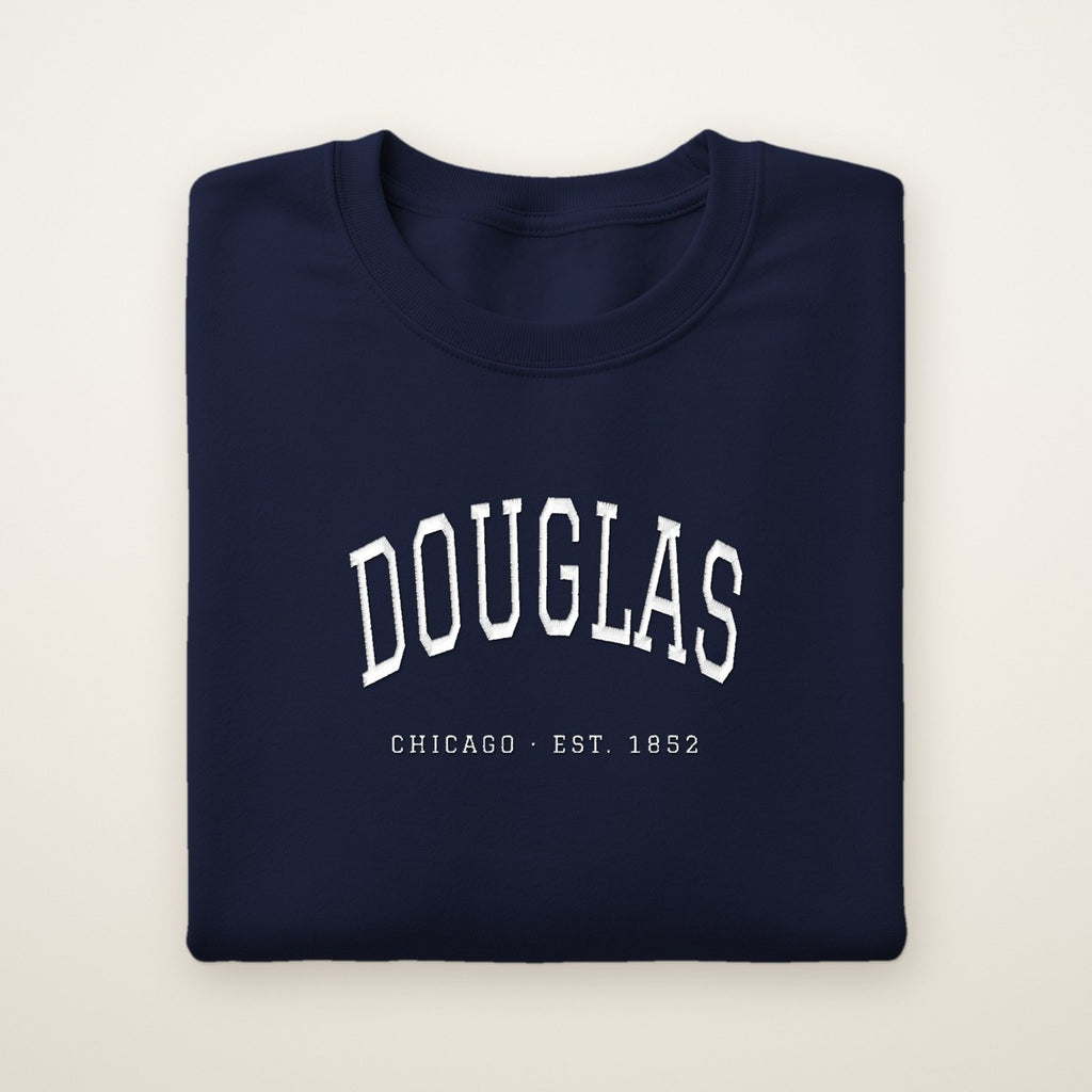 Douglas Chicago Embroidered Crewneck — White Thread