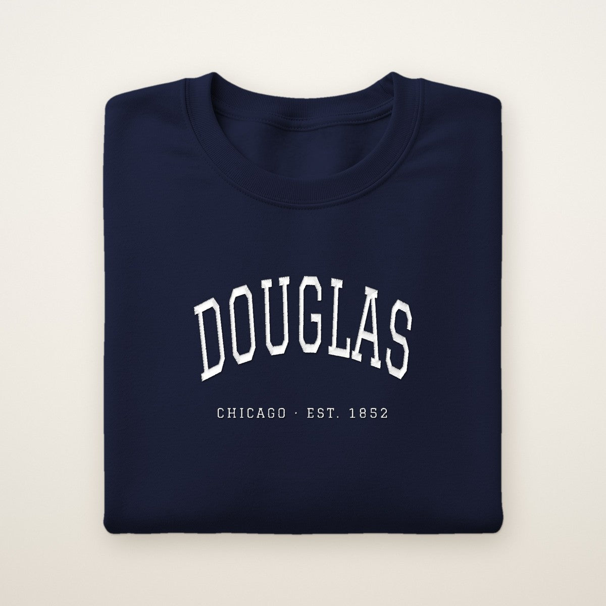 Douglas Chicago Embroidered Crewneck — White Thread