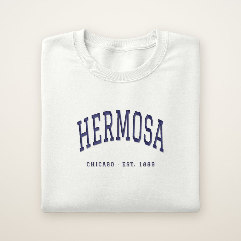 Hermosa Chicago Embroidered Crewneck — Navy Thread