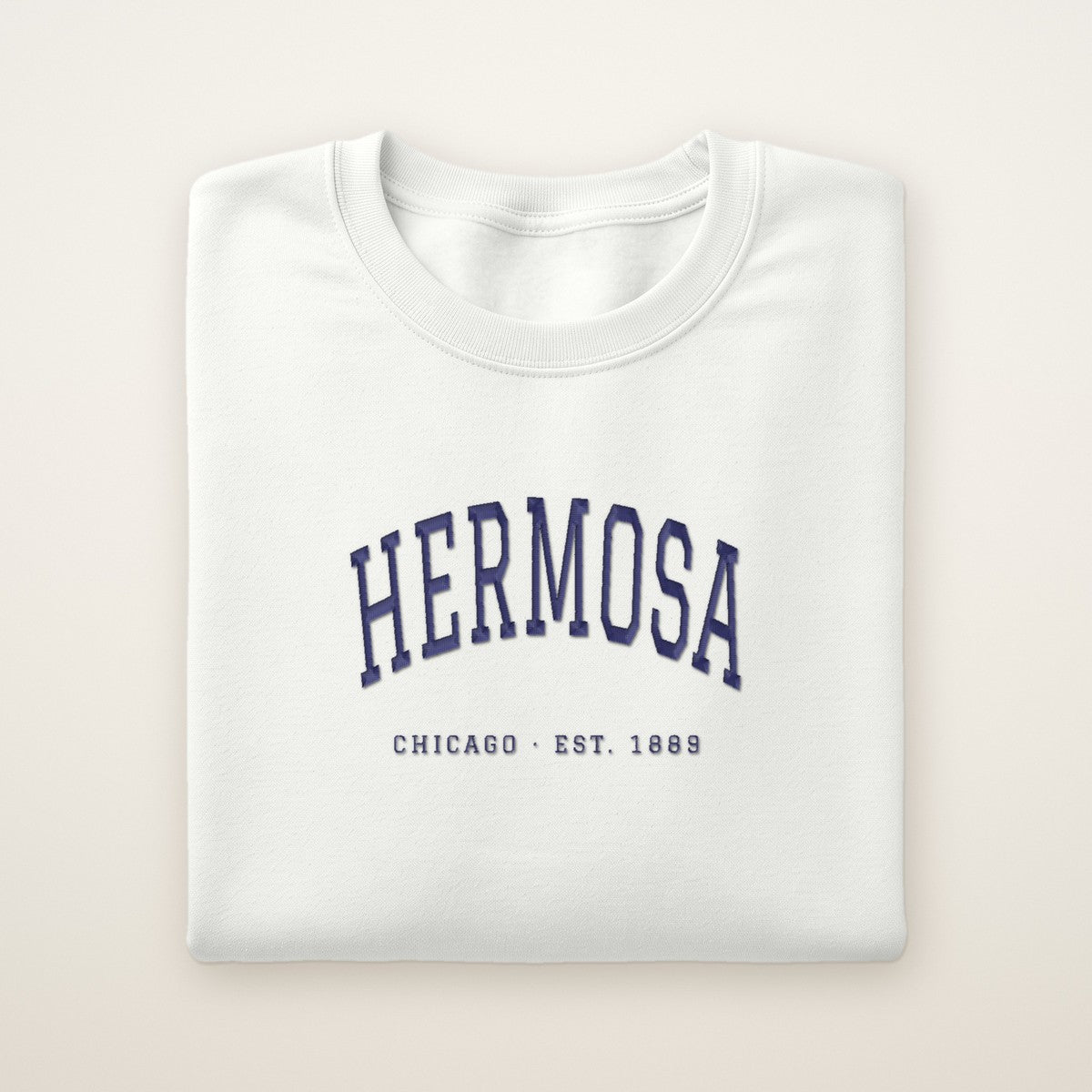 Hermosa Chicago Embroidered Crewneck — Navy Thread