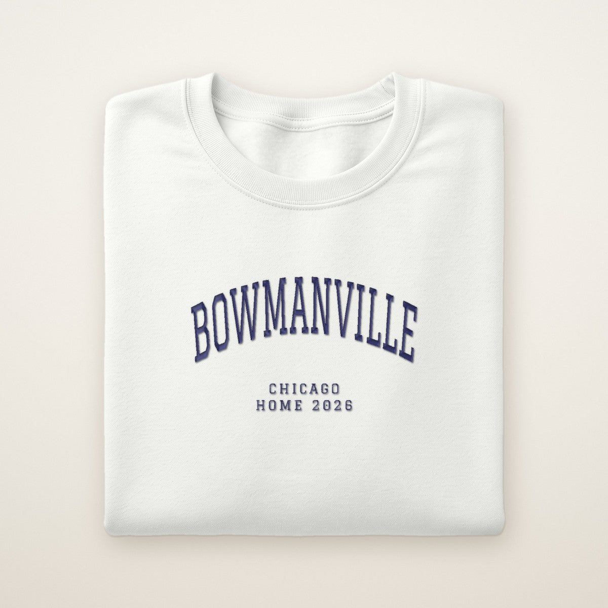 Bowmanville Chicago Home 2026 Embroidered Crewneck — Navy Thread