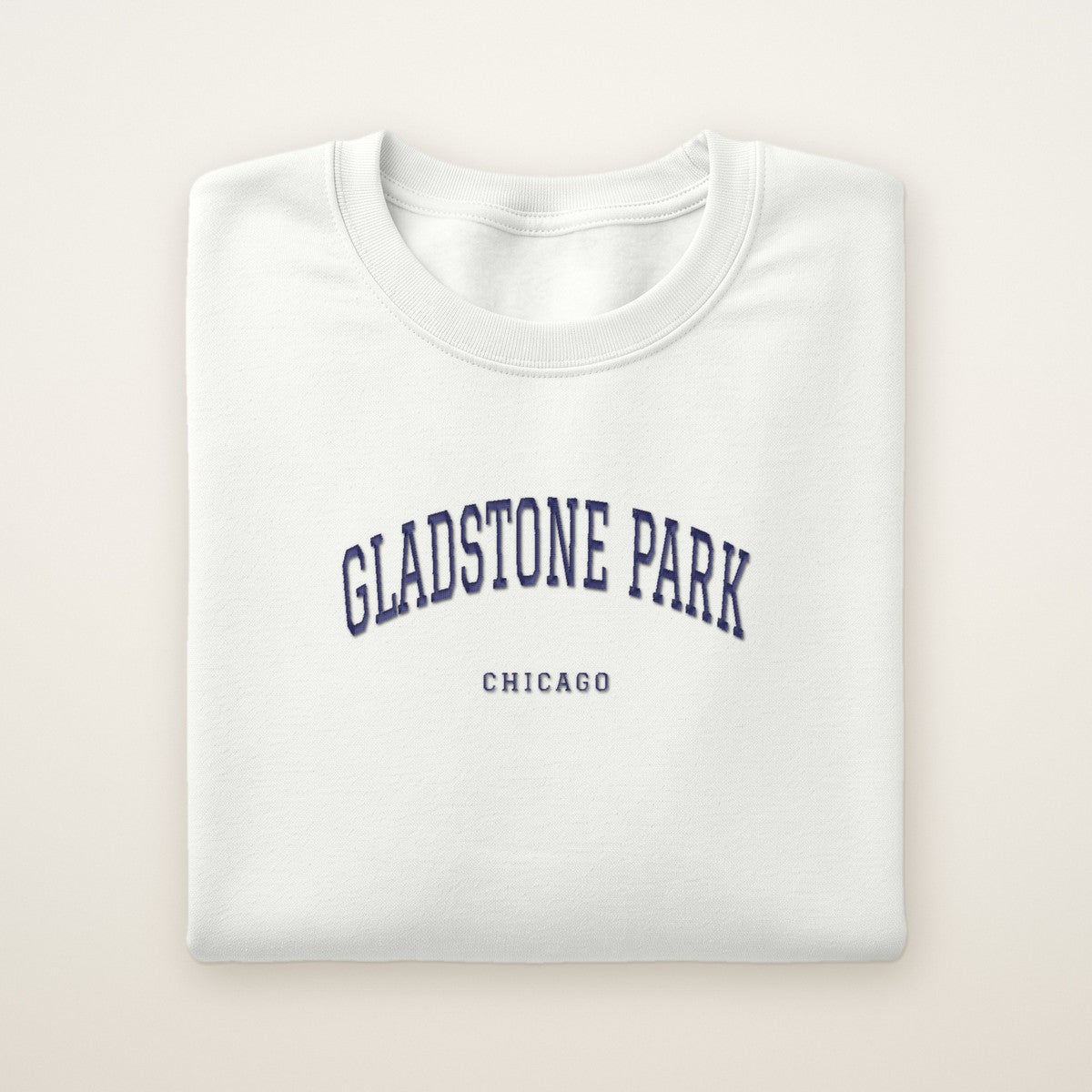 Gladstone Park Chicago Embroidered Crewneck — Navy Thread