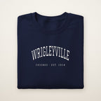 Wrigleyville Chicago Embroidered Crewneck — White Thread