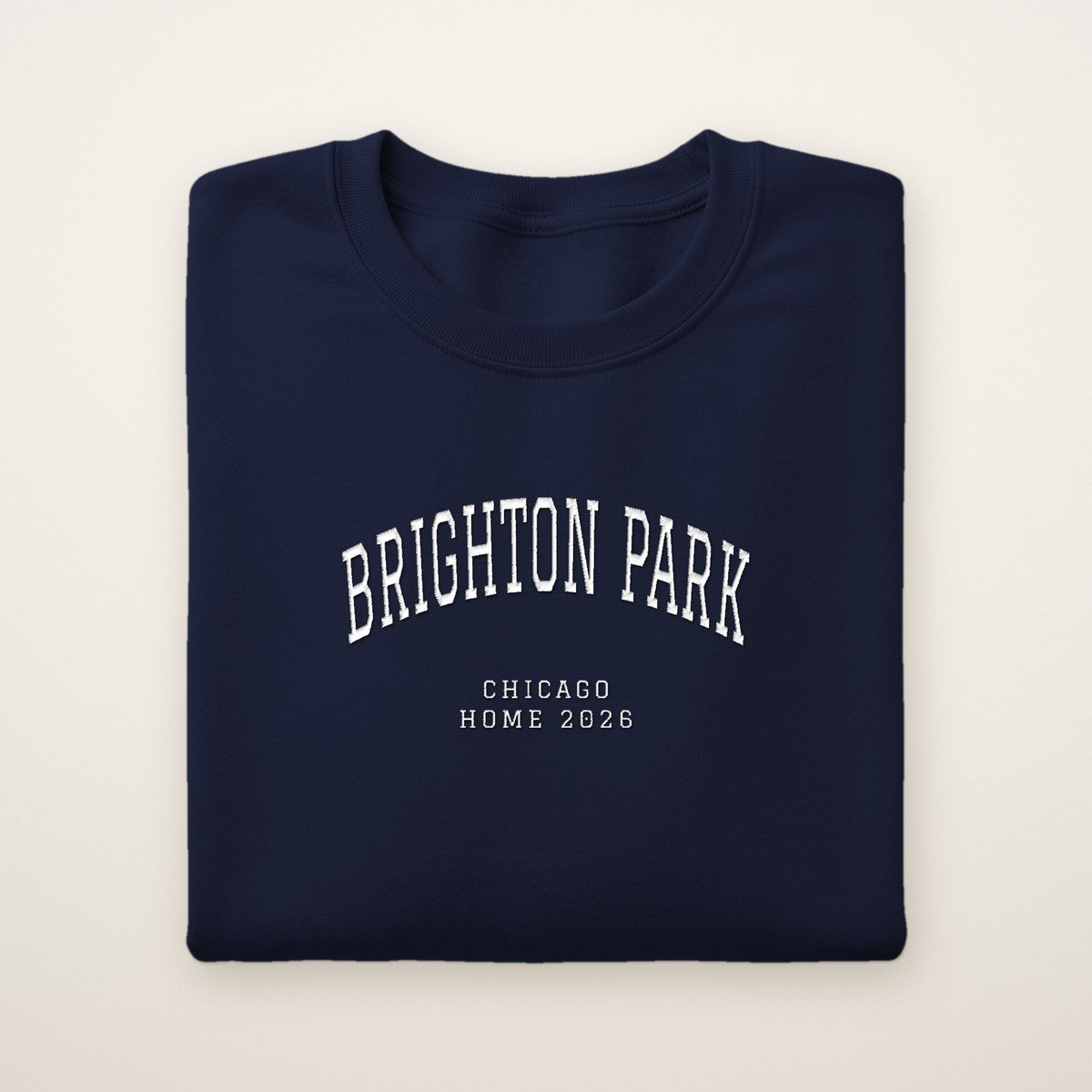 Brighton Park Chicago Home 2026 Embroidered Crewneck — White Thread
