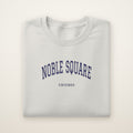 Noble Square Chicago Embroidered Crewneck — Navy Thread on Ash